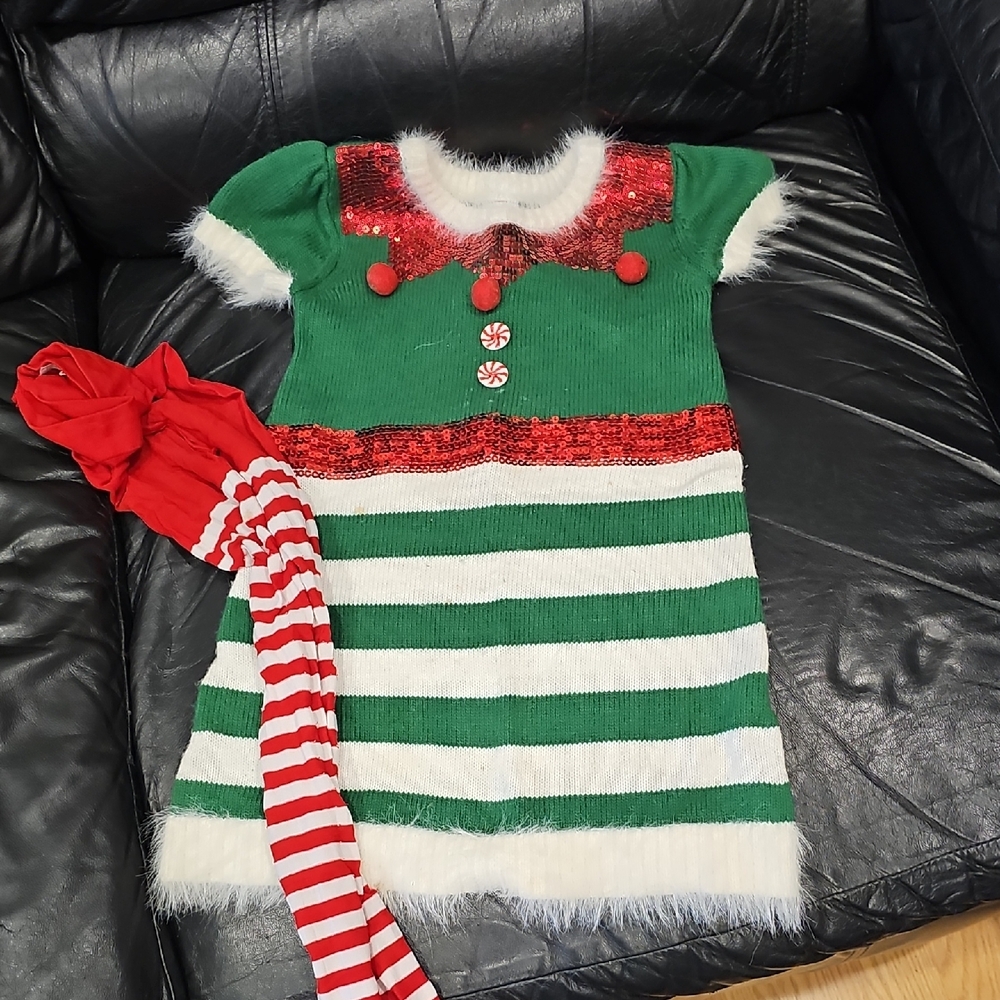 Holiday Time Green and Red Seasonal Elf Costume
